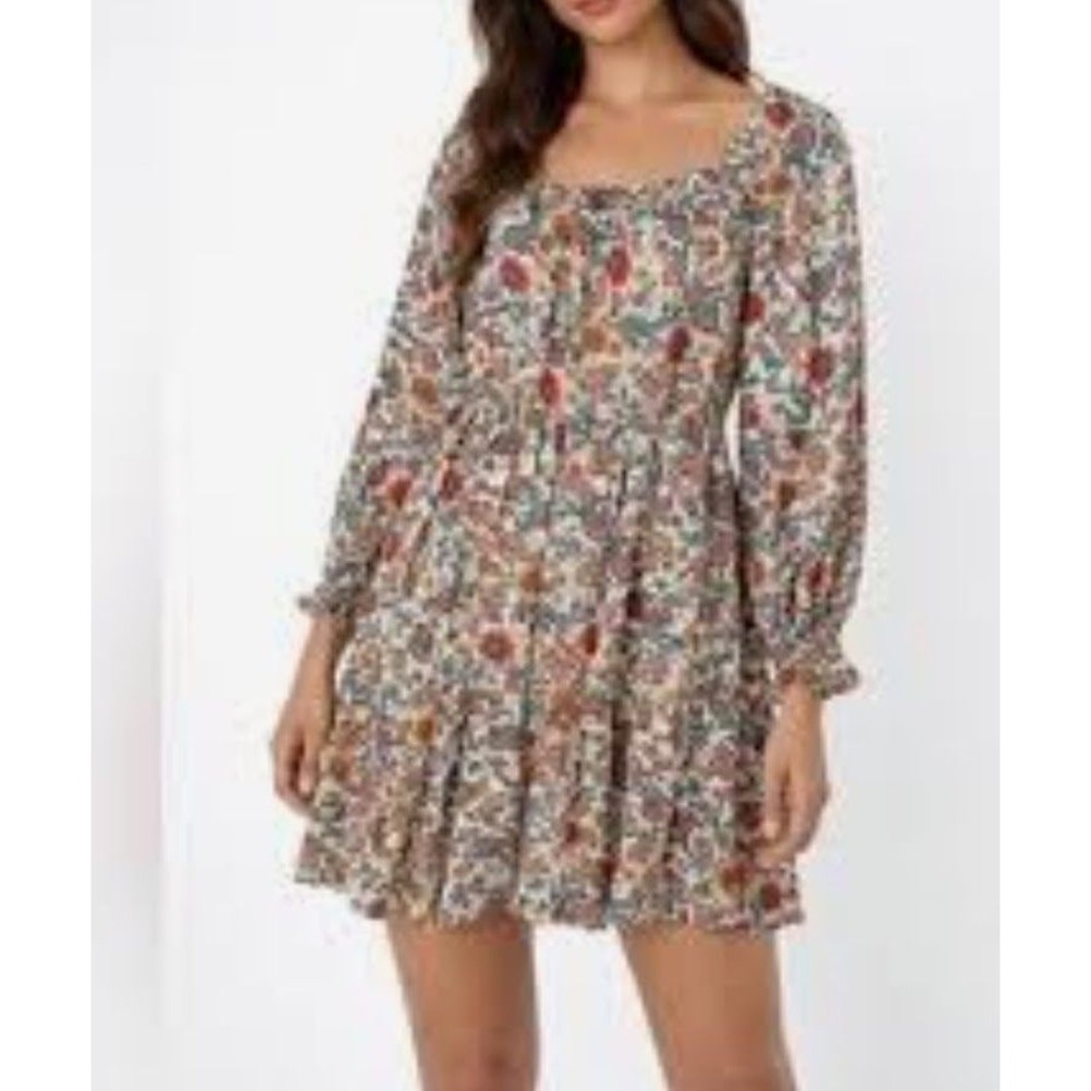 Patrons of Peace Dress Womens M Multi Color Paisley Floral Tiered Boho‎ Mini